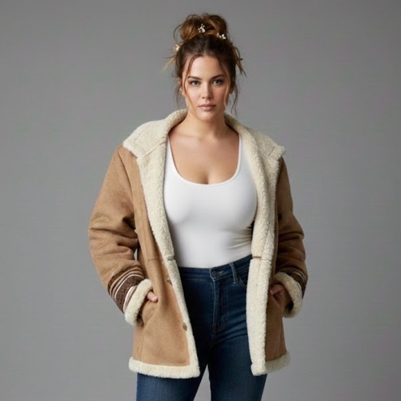 Coldwater Creek Jackets & Blazers - Y2K Faux Suede Shearling Jacket